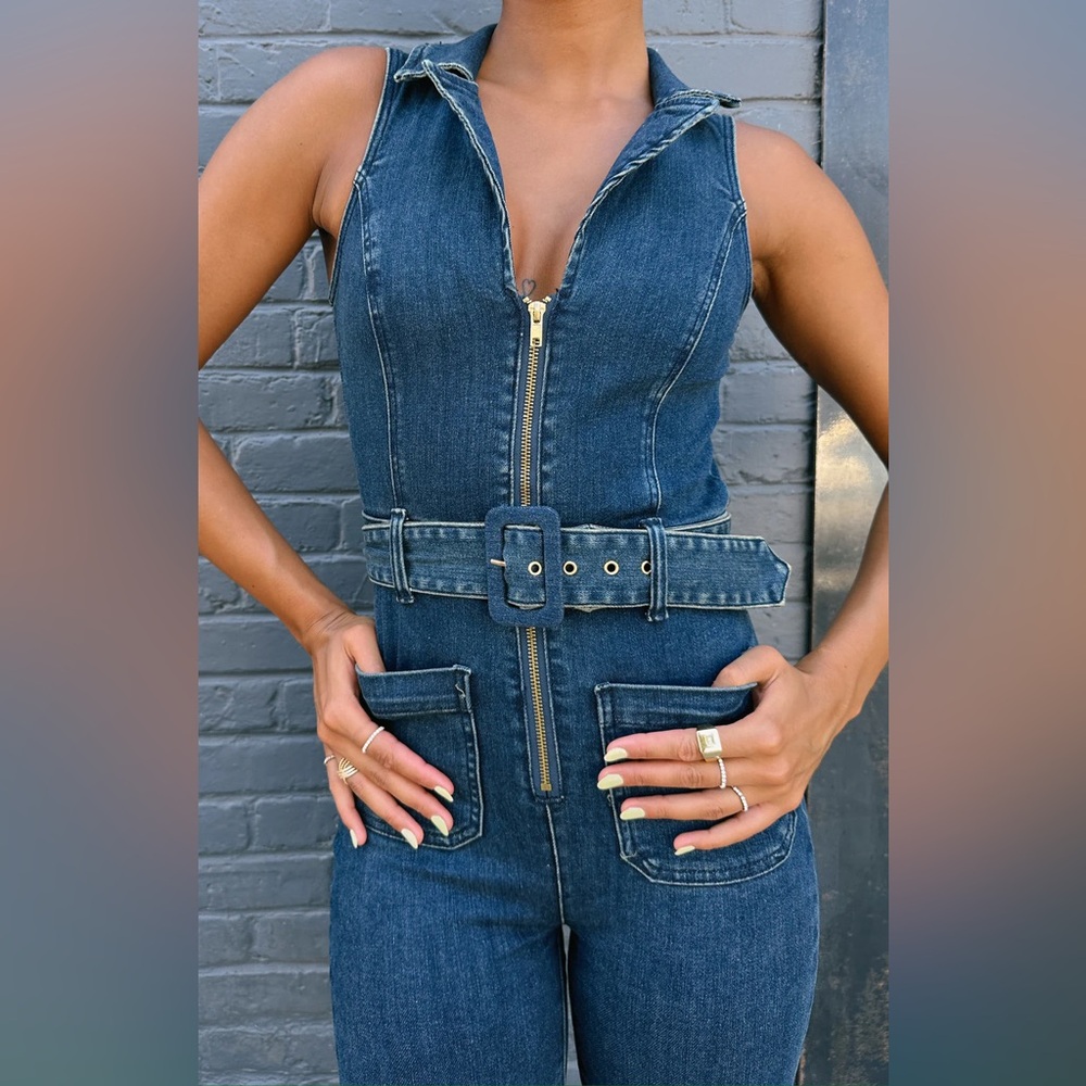 *24 HOUR SALE* Saturday Night Sleeveless Denim Jumpsuit - Picture 9 of 9